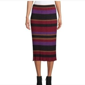 Sui By Anna Sui Skirt Maxi Striped Pleated KnitPurple Black Gold Classic Trendy